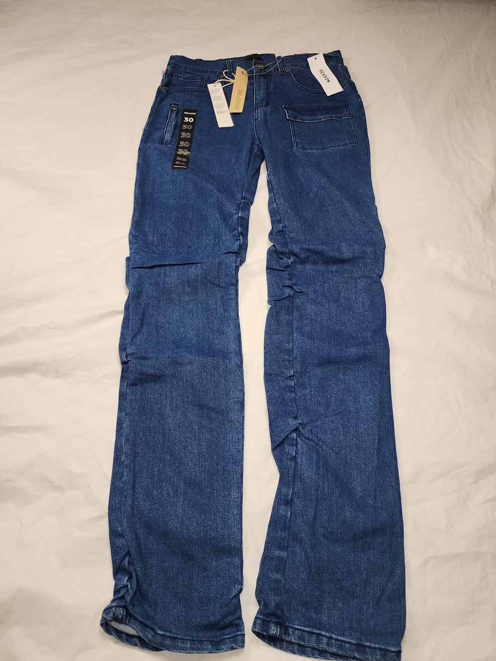 REASON Men's Straight Fit Denim Medium Blue Size 30w/36in NEW!!!!..
